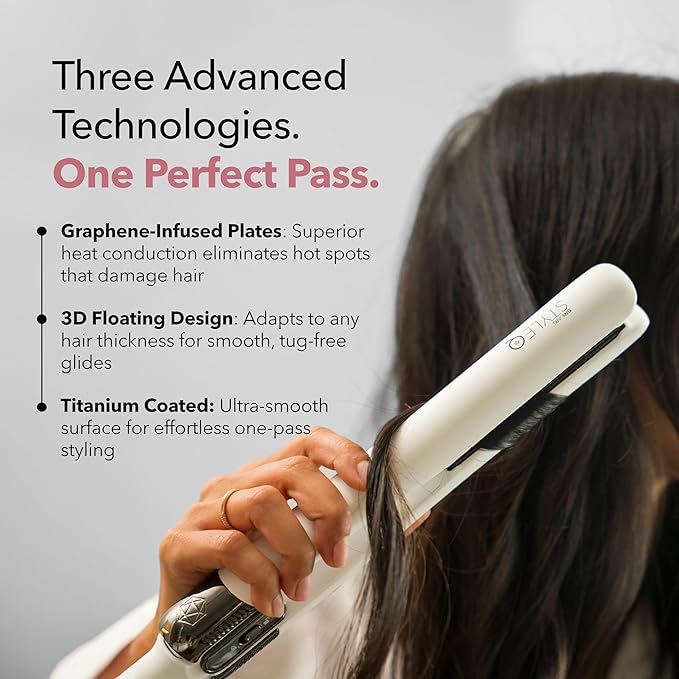 SRILabs StyleQ Flat Iron Hair Straightener Styler - GraphFlow Techonology, Negative Ions, Infrared Light Therapy, 12 Heat Settings for Straight, Smooth, Waves and Curls: All Hair Types