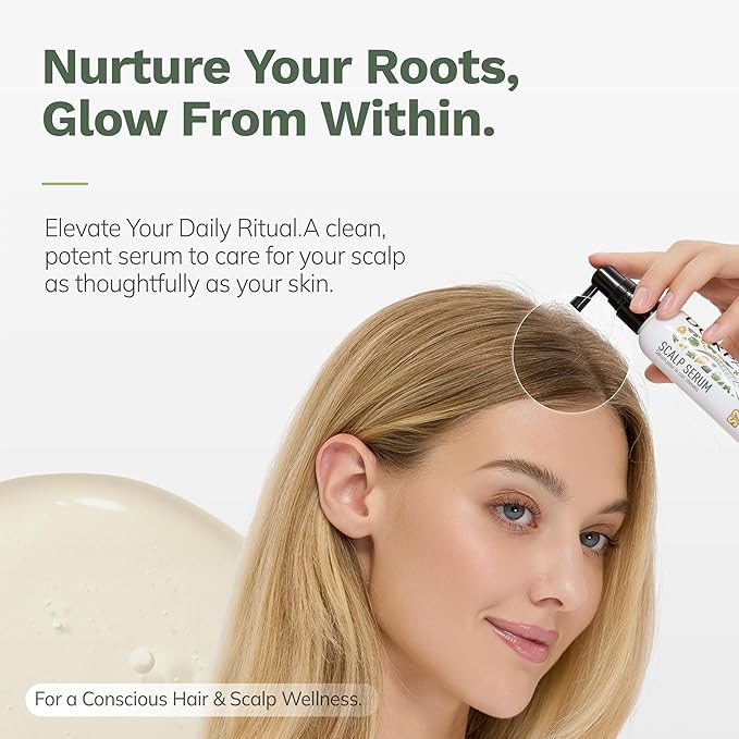 Scalp Serum for Thinning Hair in Men & Women, Clinically Tested Vegan Formula with Peptides & Rosemary Oil, Improves Hair Density and Scalp Health, Non-Greasy No-Rinse Christmas Gift