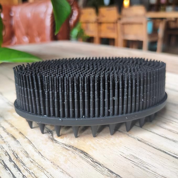 Premium Sensory Brush for Kids or Autism,Soft Silicone Body Scrubber,2 in 1 Sensory Room Occupational Therapy Sensory Brushes,Silicone Loofah,Pet Shower Brush Bath Brush Shampoo Brush(Spikes-Black)