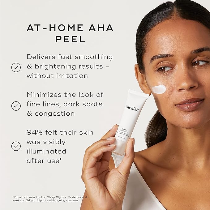 Medik8 Sleep Glycolic - Exfoliating Glycolic Acid At Home Face Peel - Night Cream for Face - Night Peel with Glycerin and Korean Clover - 1.0 oz