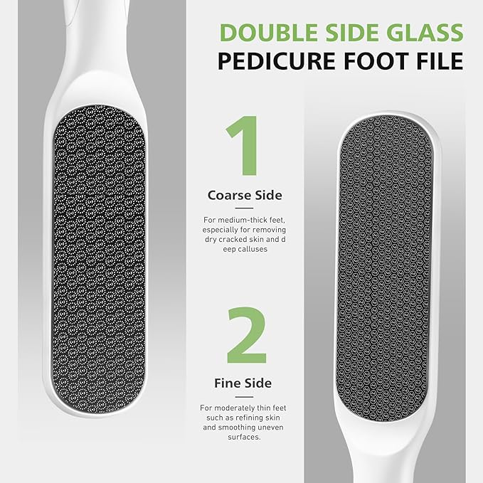 BALUCA Hard Skin Remover Nano Glass Foot File - Foot Callus Remover, Durable Foot Scrubber, Dead Skin Remover, Hygienic Pedicure Tool, Long Lasting Foot Buffer, Soft Smooth Feet, White