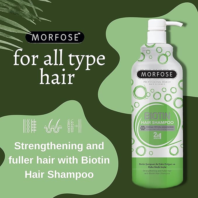 Morfose 2 in 1 Biotin Green Hair Shampoo 1000 ml