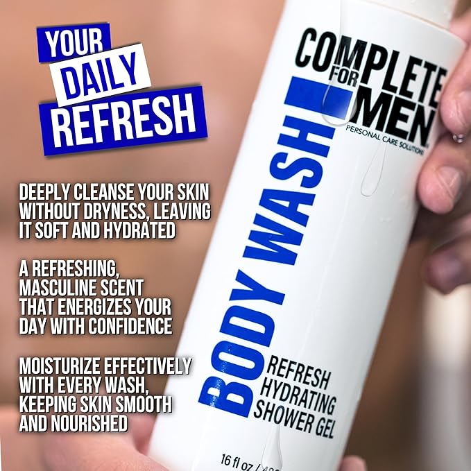 Hydrating Shower Gel for Men: Sulfate-Free Mens Body Wash, Natural Shower Gel - Moisturizing Body Wash for All Skin Types, Soap & Body Cleansers, Bath Gel for Dry Skin