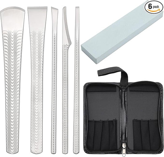 Segbeauty 5pcs Professional Ingrown Toenail Removal Kit with 1000 Grit Whetstone, Dead Skin Foot Scraper for Callus Removal, Home Foot Care Nail Cuticle Pedicure Kit, Stainless Steel Nail Knife Blade