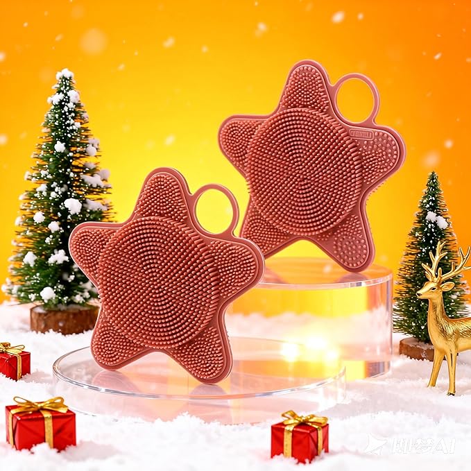 LUCKSTELLA 2 in 1 Silicone Body Scrubber, Food-Grade Silicone Body Brush for Shower, Gentle Exfoliating and Lather Well, Gentle Scrubber for Sensitive Skin, Easy-to-Clean(Coffee, 1-Pack)