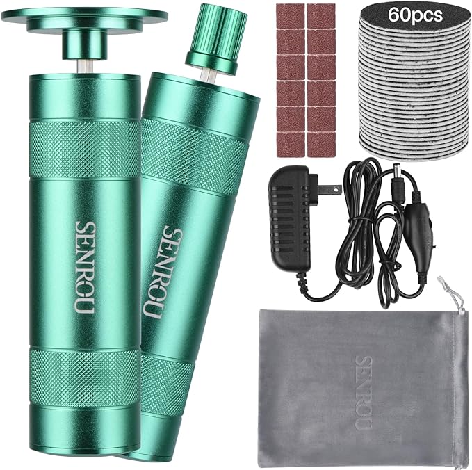 Electric Foot Callus Remover, 2-in-1 Electric Foot Filer/Nail Filer, Callus Remover for Feet with 60Pcs+12Pcs Sandpaper Discs，Holiday Gift Foot Repair Tool, Green