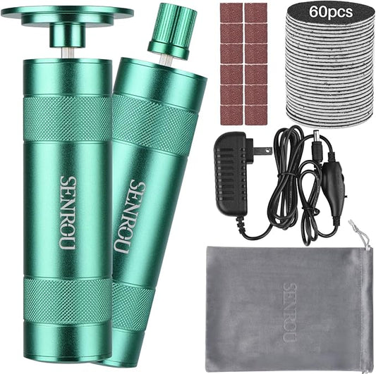 Electric Foot Callus Remover, 2-in-1 Electric Foot Filer/Nail Filer, Callus Remover for Feet with 60Pcs+12Pcs Sandpaper Discs，Holiday Gift Foot Repair Tool, Green