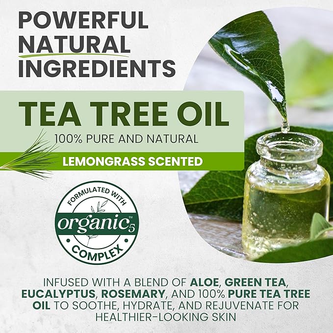 Tea Tree Lemongrass Body Wash MaxTherapy, Itchy Skin Relief, Antifungal Defense, Fights Body Odor, Soothes Jock Itch & Athlete's Foot, Intimate Wash, Men & Women, 16 fl oz, Limited Edition