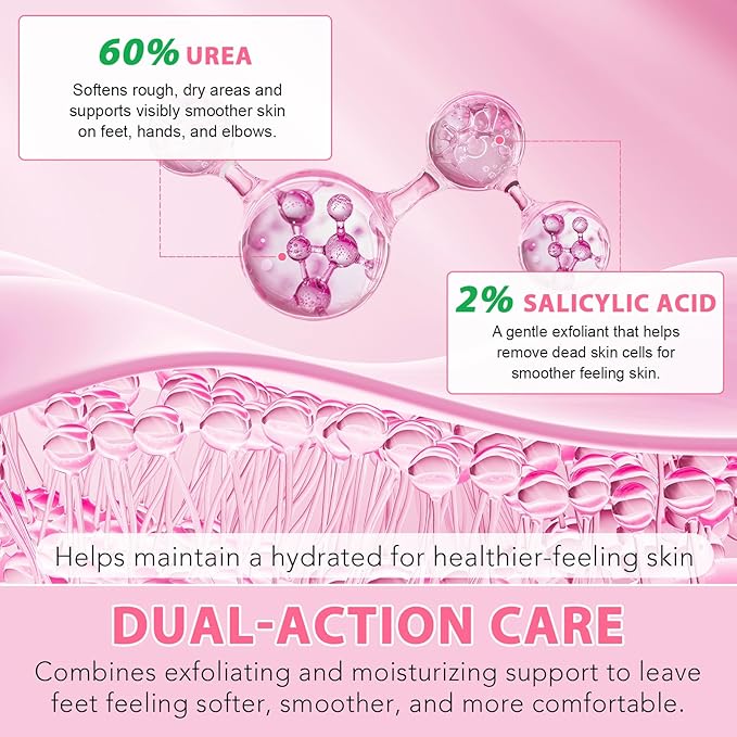 Urea Cream 60% Plus Salicylic Acid 2% Intensive Foot Repair Balm Stick for Dry Cracked/Chapped Heel/Hands Intensively Moisturization, Callus Removal/Softening/Soothing-Peach Scent|1.41 Oz/40 G
