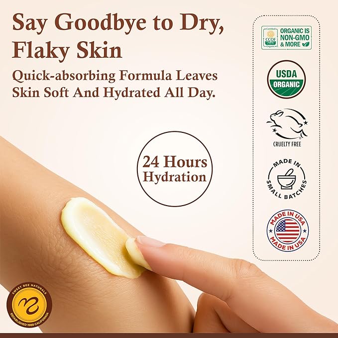 Sweet Bee Magic All In One Healing Organic Balm - Natural Skin Healing Cream, Beeswax Balm for Dry Skin, Face & Body Moisturizer - Certified Organic, All Natural Aid - 2 Jars (2oz Each,4oz Total)