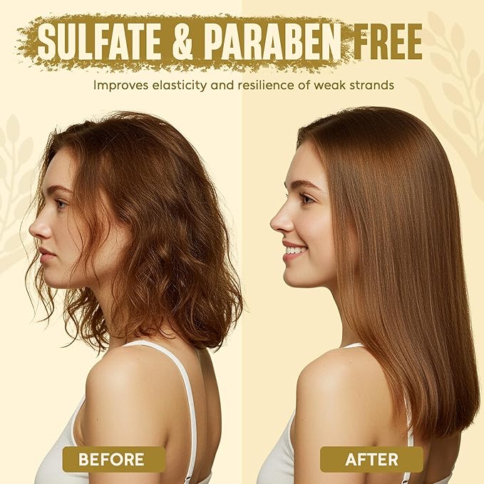 Rice Protein Shampoo and Conditioner Set | 16 fl oz Each | with Batana Oil & Ginseng | Strengthening, Thickening & Clarifying Formula | Supports Hair Growth & Repair