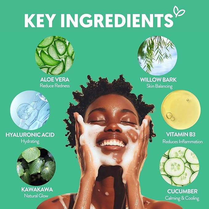 By Nature Foaming Cleanser with Hyaluronic Acid + Cica - Hydrating Face Cleanser For Bright and Fresh Skin - Skincare from New Zealand - 5 fl.oz