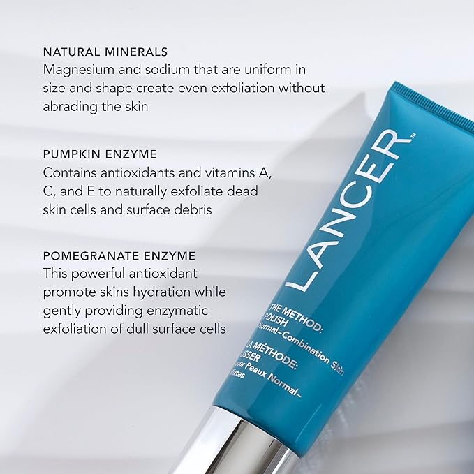 Lancer Skincare The Method: Polish Facial Exfoliator, Daily Exfoliation Face Scrub with Natural Minerals, Polish Normal-Combination Skin, 2 Fluid Ounces