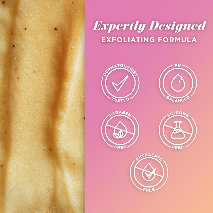 Caress Body Wash for Women, Shea Butter & Brown Sugar, Hydrating and Exfoliating Shower Gel for Gorgeous Radiant Skin, 20 fl oz, 4 Pack