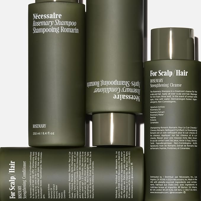 Nécessaire Rosemary Hair Duo | Multi-Protein Strengthening Shampoo + Conditioner Set For Thinning Hair. For Women + Men. Good For All Hair Types/Textures. Free Of Sulfates. Color-Safe. 250 ml / 8.4 oz