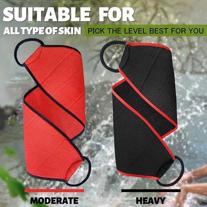 Evridwear Exfoliating Body Scrubber with Handles Back Washer Back Scrubber for Shower Bath Dry Skin Whole Body Deep Clean Men Women(Moderate)