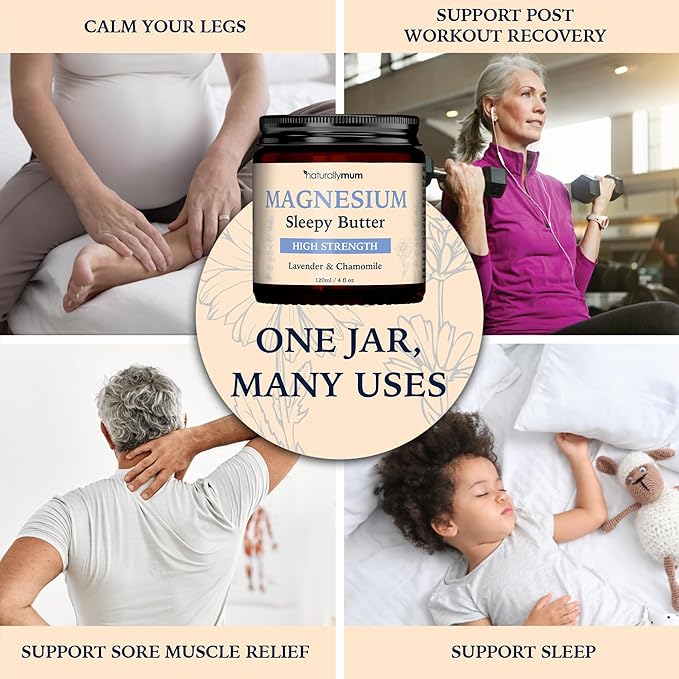 Magnesium Butter [NATURAL & VEGAN] - Topical Magnesium Chloride Cream Butter Support for Sleep, Bone, Heart & Muscle Health - Lavender & Chamomile – High Strength Balm - Made in UK & Safe for Kids