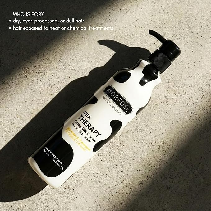 Morfose Professional Milk Therapy Creamy Hair Shampoo for Dry, Damaged, or Brittle Strands, Repairs and Protects, fuller, healthier, softer look, Eliminates Dryness, Damage, and Split Ends, 1000 ml