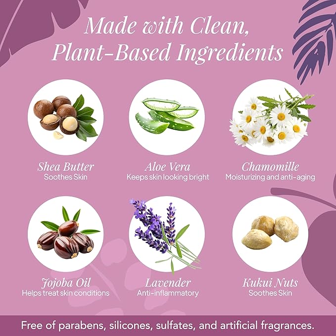 Saavy Naturals Body Cream | Made In USA | Absorbent Shea Butter Vegan Formula, Thick and Creamy Body Moisturizer, Body Lotion for Dry Skin- 8.5 Fl Oz, 2 Pack (2, Lavender Chamomile)