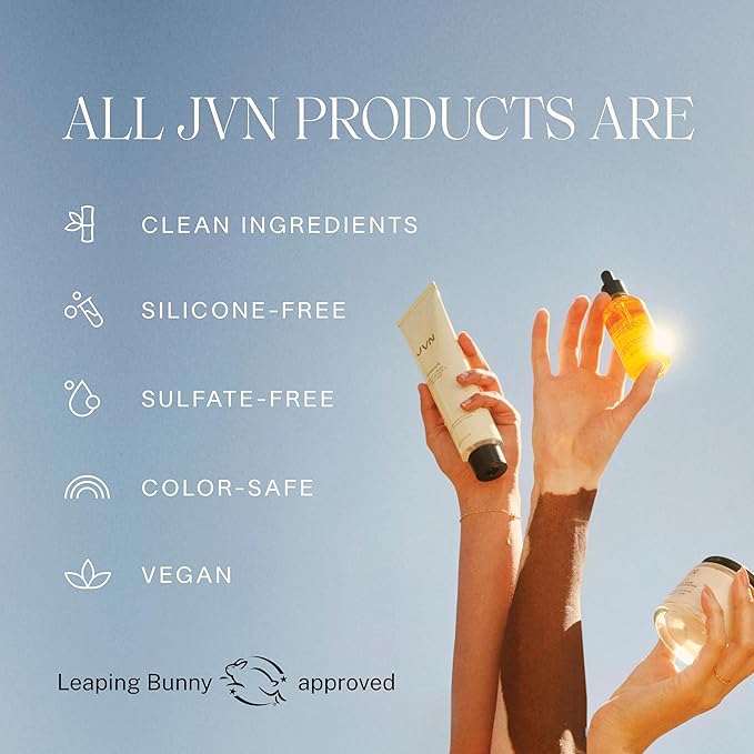 JVN Trusted Trio Travel Essentials Hair Products, Pack of 3, Includes Air Dry Cream, Instant Recovery Serum, and Pre-Wash Scalp Oil, Hair Care for Women and Men, Silicone Free