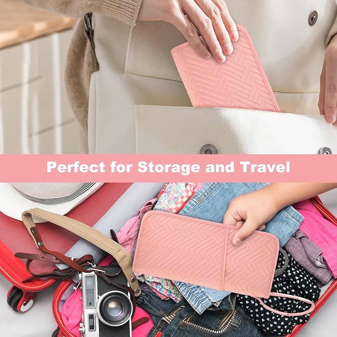 SITHON Hot Iron Holder & Mat, Heat Resistant Hair Tools Travel Bag Portable Hot Tools Organizer Cover Pouch for Curling Irons, Flat Irons, Hair Straightener and Styling Tools (Bag Only) (Pink)