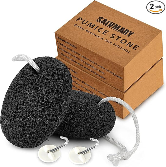 Natural Pumice Stone for Feet - Lava Foot Scrubber Dead Skin Corn Callus Remover Exfoliator Pedicure Tools for Feet Heels and Hands 2 Pack
