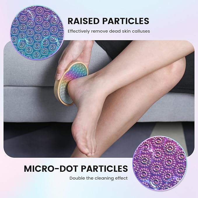 BEZOX Stainless Steel Pedi Egg Foot File Callus Remover for Dry and Wet Feet, Smooth Rough Skin, Plastic-Free Pedicure Tool Pumice Stone, Washable Foot Scrubber for Cracked Heels - Rainbow