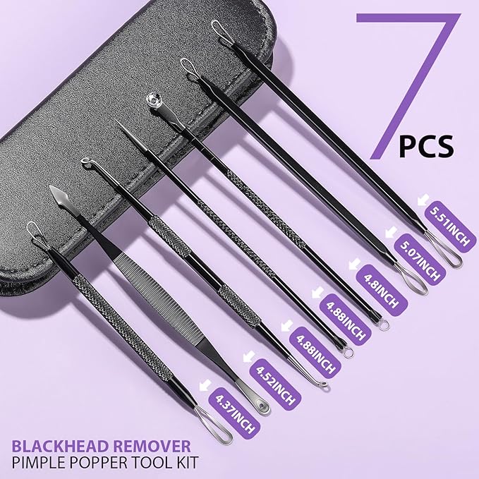 Teenitor 7 in 1 Blackhead Remover Tools, Surgical Grade Pimple Popper Tool Kit, Blackhead Extractor, Pimple Extractor, Black Head Remover for Face Nose