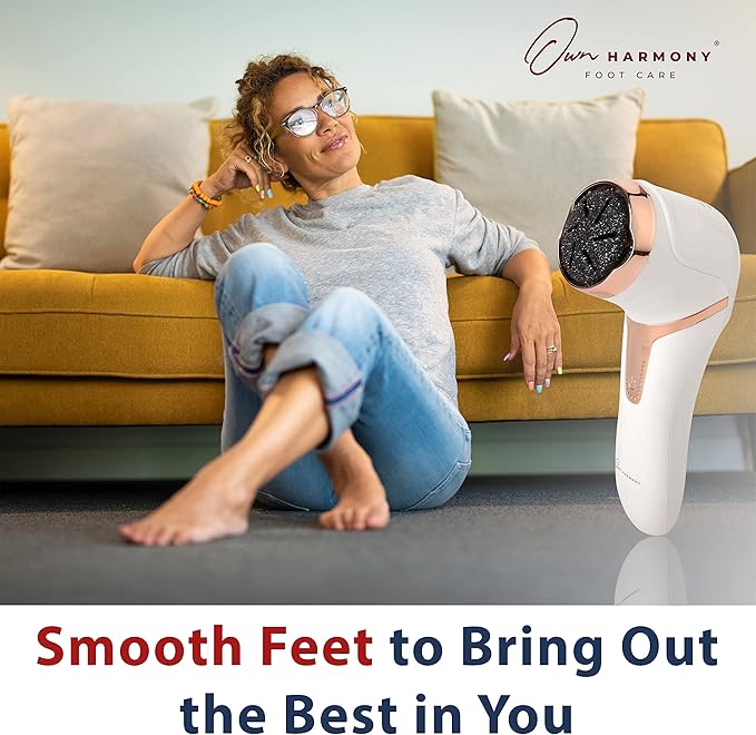 Own Harmony Electric Callus Remover with Vacuum - Foot Care for Women - Professional Pedicure Tools for Powerful Pedi Care Vac - 3 Rollers Electric Feet File CR2100 - Best for Hard Dry, Cracked Heels