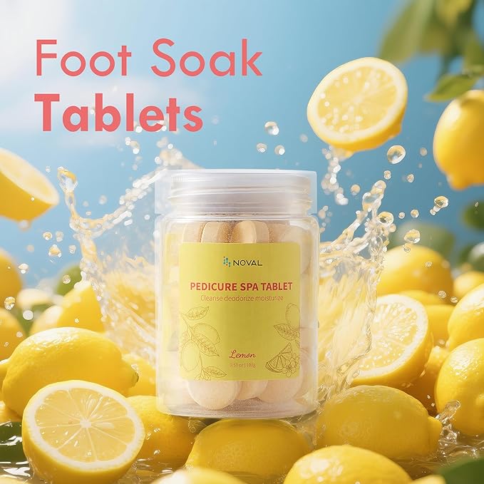 NOVAL Pedicure Supplies Spa Tablets Foot Bath Foot Soak for Softening Skin Care，Lemon Scent