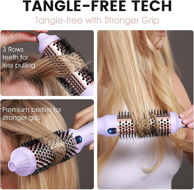 zavarea Thermal Brush, 1.5 Inch Heated Round Brush for Blowout Look, Hot Styler with 800M Negative Ions & Ceramic for Less Damage & Frizz, Boosts Shine & Easy to Use, Dual Voltage, Valoran Purple
