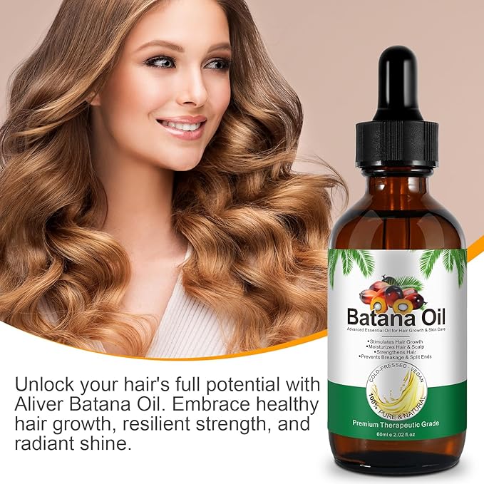 100% Cold-Pressed Batana Oil – Pure Hair Growth & Repair Oil, 4.04 Fl Oz | Natural & Chemical-Free Deep Nourishing Treatment for Scalp, Split Ends & Dry Hair