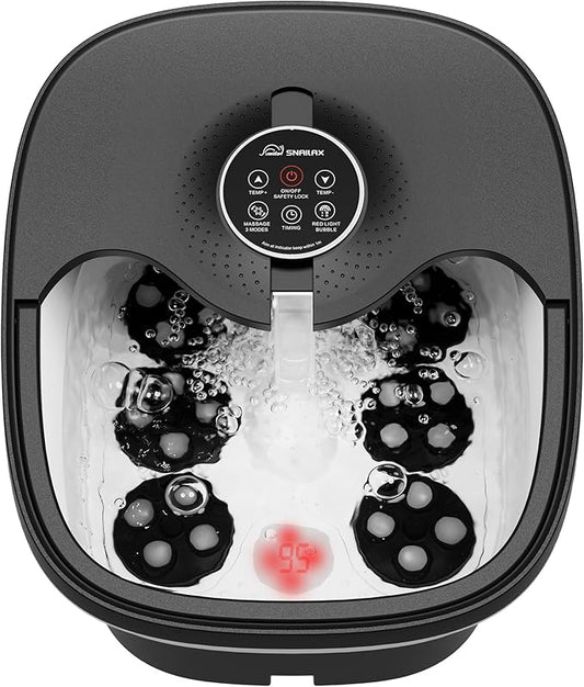 Snailax Foot Spa Bath Massager with Heat, Bubble, Shiatsu Massage Rollers, Remote Control, Temperature Control, Collapsible, Pedicure Foot Soaking Tub