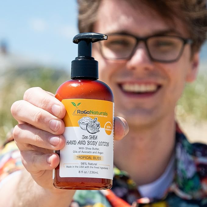 RaGaNaturals Fragrance Free and Tropical Bliss Body Lotion, Body Lotion for Women, Men, Babies and Kids - 8fl oz