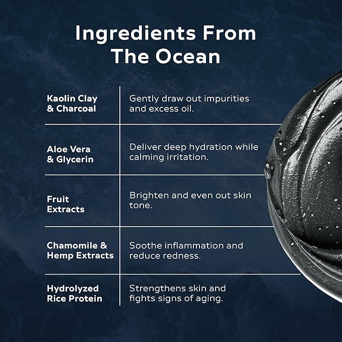 Neptune Black Sea Mud Scrub 3 Fl Oz | Deep Cleansing & Exfoliating Face Scrubber for Acne, Razor Bumps & Redness | Hydrates & Soothes Skin with 100% Natural, EWG Verified Ingredients