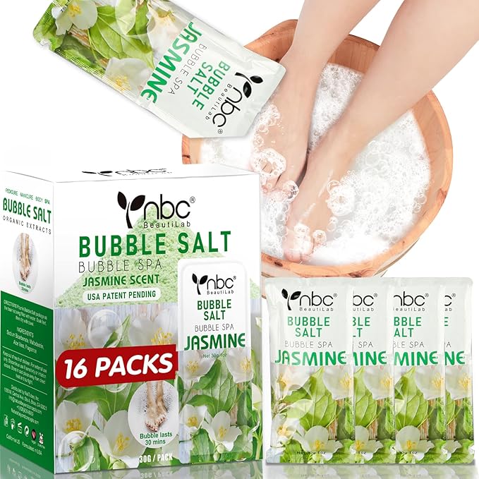 Pedicure Foot Soak, Foot Spa Soak, Pedicure Kit, Bubble Foot Bath for Tired & Dry Cracked Feet, Athletes Feet, Odor Foot and Softens Calluses, Foot Soak 16 Packs A Box, Jasmine