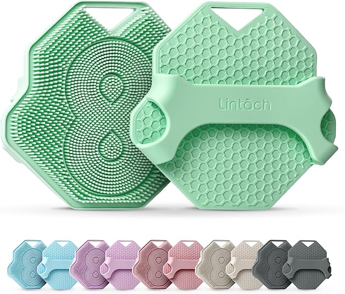Silicone Shower Scrubber for Body – Exfoliating Loofah Alternative, Zinc & Silver-Infused, Hygienic & Gentle for Sensitive Skin, Durable & Long-Lasting Body Scrubber for Men - Mint
