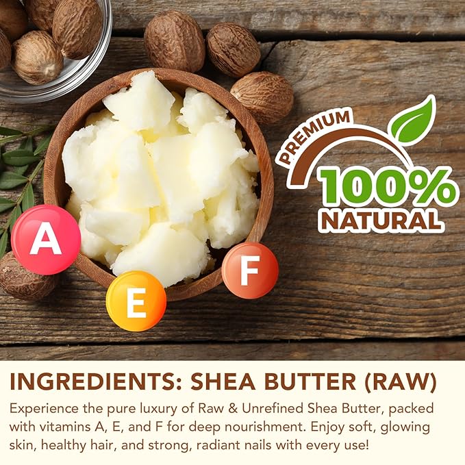 Shea Butter Raw Organic - 2Pack, Pure & Natural Unrefined Shea Butter Hand Cream, Packed with Vitamins A, D, E & F, Moisturizing & Locking Water, Keeps Skin Healthy and Vibrant, 8.4 Oz