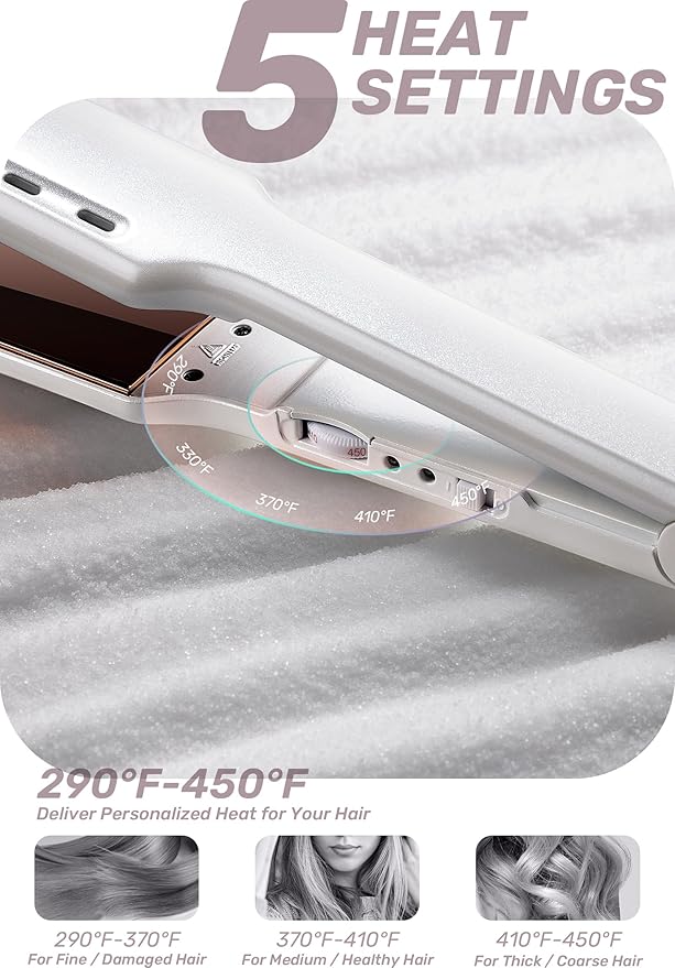 ROSILY Nano Titanium Flat Iron | 1.75 Inch Wide Hair Straightener, Dual Voltage 100-240V, Adjustable Temperature Suitable for All Hair Type, Instant Heat Up