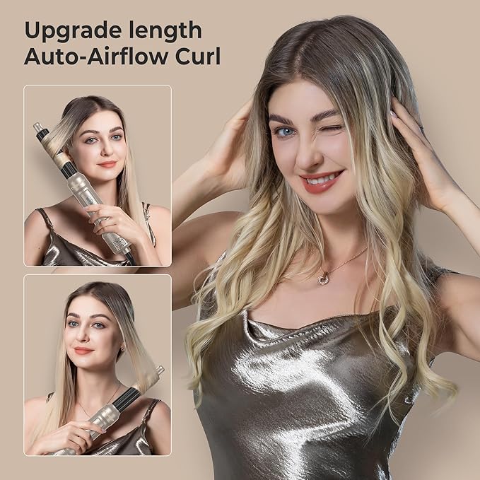 6 in ONE Blow Dryer Brush, Curling Wand Hair Styling Tools Set, Ionic Hot Air Hair Dryer, Massage Oval Hair Dryer, Left&Right Hair Curlers