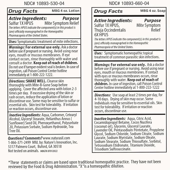 Mite Treatment Lotion & Soap by Mite-B-Gone |Natural Relief for Acne, Bug Bites, Skin Redness & Itching, Discomfort & Rosacea | Safe for Kids and Adults| Treatment Kit