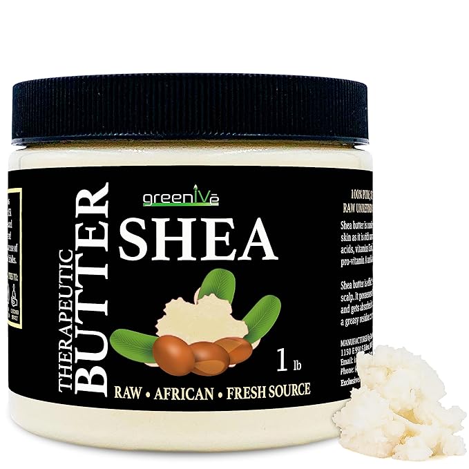 GreenIVe Shea Butter Raw 100% Pure Unrefined Ivory Shea Butter Grade A West African Karite Nut Butter for DIY Butters Lotions Creams Soaps Balms Lip Care Hair Body Moisturizer Massage Butter Jar 16oz