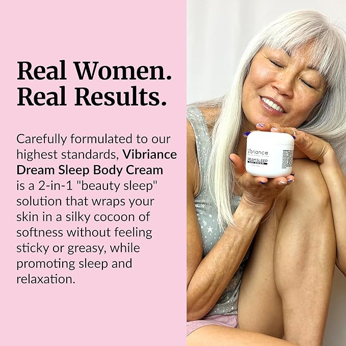 Vibriance Dream Sleep Body Cream, 4 fl oz - Fluffy Full Moisturizer for Dry Skin, Relaxation and Rejuvenation with Therapeutic Ingredients, Soothing Vanilla Aromatics
