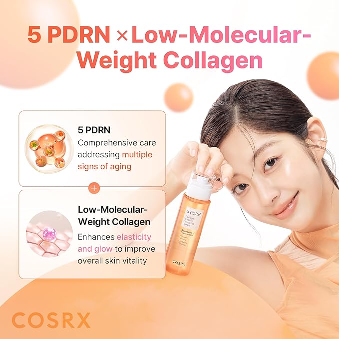 COSRX 5 PDRN Collagen Intense Vitalizing Serum - Korean Serum for Skin Firming & Glowing with Salmon DNA, Centella, Lactobacillus PDRN & Collagen, Korean Skin Care, Stocking Stuffers (3.38 fl.oz.)