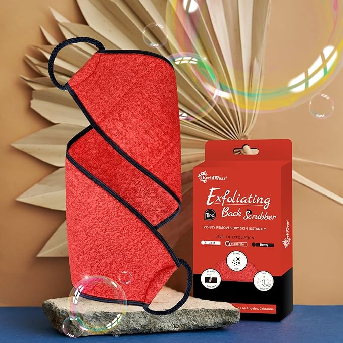 Evridwear Exfoliating Body Scrubber with Handles Back Washer Back Scrubber for Shower Bath Dry Skin Whole Body Deep Clean Men Women(Moderate)