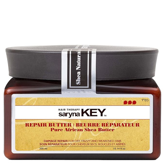 Saryna Key Damage Repair Treatment Butter Mask - African Shea Butter for Dry Hair Treatment - Rejuvenating Butter Moisturizer with Natural Keratin and Vitamins A, E, F (300ml/10.14oz)
