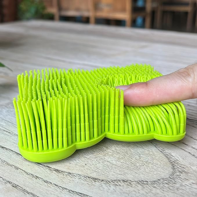 Premium Sensory Brush for Kids or Autism,Soft Silicone Body Scrubber,2 in 1 Sensory Room Occupational Therapy Fidget Brushes,Silicone Loofah,Pets Shower Brushes Bath Brush Shampoo Brush（Bear-Green）