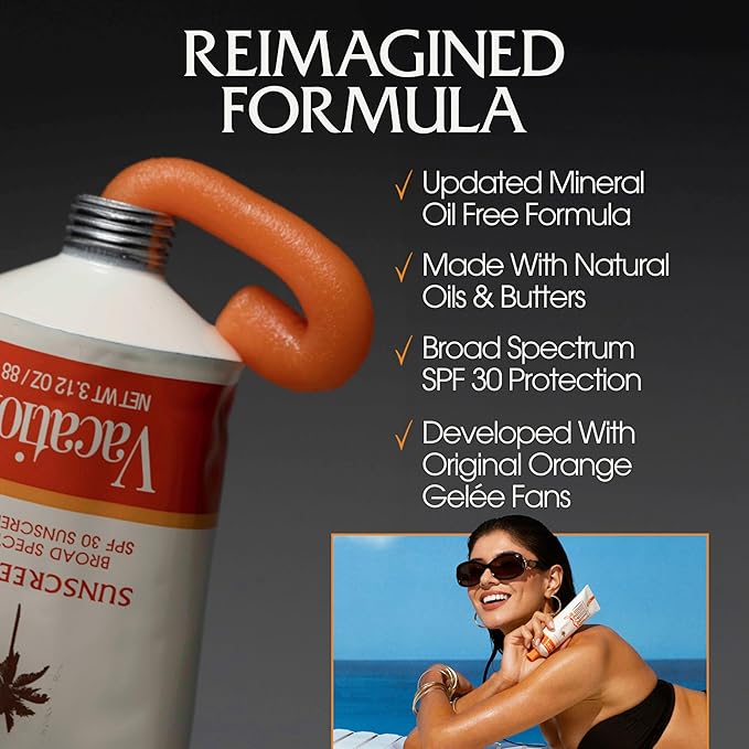 Vacation Orange Gelée SPF 30 Gel & Tube Key Bundle, Hydrating Balm-to-Oil Sunscreen, Mineral-Oil Free, Water-Resistant, Travel Size, 3.12 Oz.