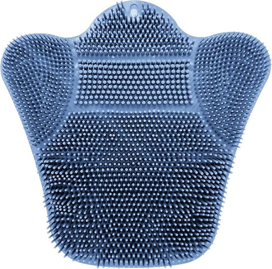 Grey TPR Sower Scrubbing Mat with Suction Cups Soft, Non-Slip Design for Foot and Back Massage Perfect for Full-Body Cleansing and Comfort Blue