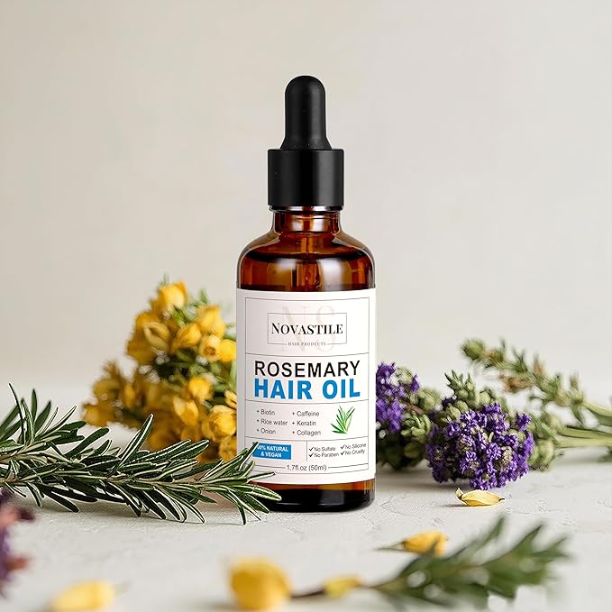 Rosemary Hair Oil – Dry Scalp & Split End Treatment with Biotin & Essential Oils for Strengthening, Nourishing, Moisturizing & Supporting Longer, Healthier Hair
